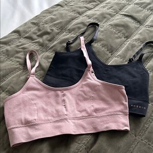 For both (2)Danskin Pink and Black Ribbed Sports Bras